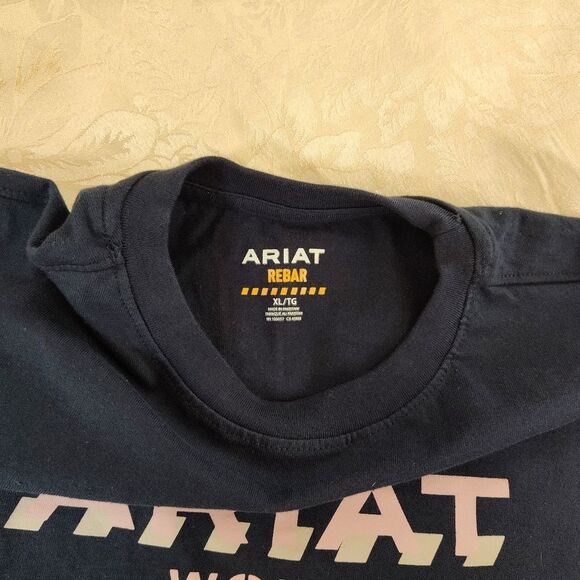 Rebar Strong Block Logo SS Ariat T-shirt Navy Blue sz XL - Picture 2 of 7